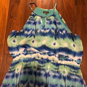 Green/blue tie dye maxi dress